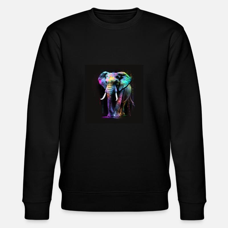 SCHÖNER ELEFANT MIT REFLEXION - Stanley/Stella Unisex Bio-Sweatshirt CHANGER  - Schwarz