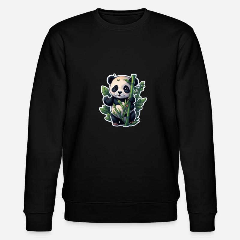 Cute Panda with Bamboo - Stanley/Stella Unisex Bio-Sweatshirt CHANGER  - Schwarz