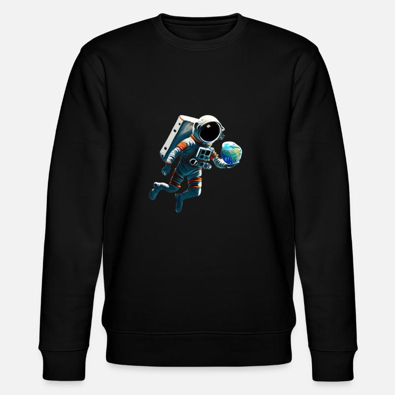 Astronaut mit Planeten - Stanley/Stella Unisex Bio-Sweatshirt CHANGER  - Schwarz
