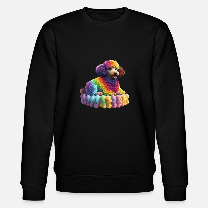 Regenbogen Pudel - Stanley/Stella Unisex Bio-Sweatshirt CHANGER  - Schwarz
