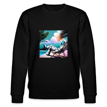 An astronaut in a tropical resort in space - Stanley/Stella Unisex Bio-Sweatshirt CHANGER  - Schwarz - Vorne - Nik (191cm) & Marisol (170cm)