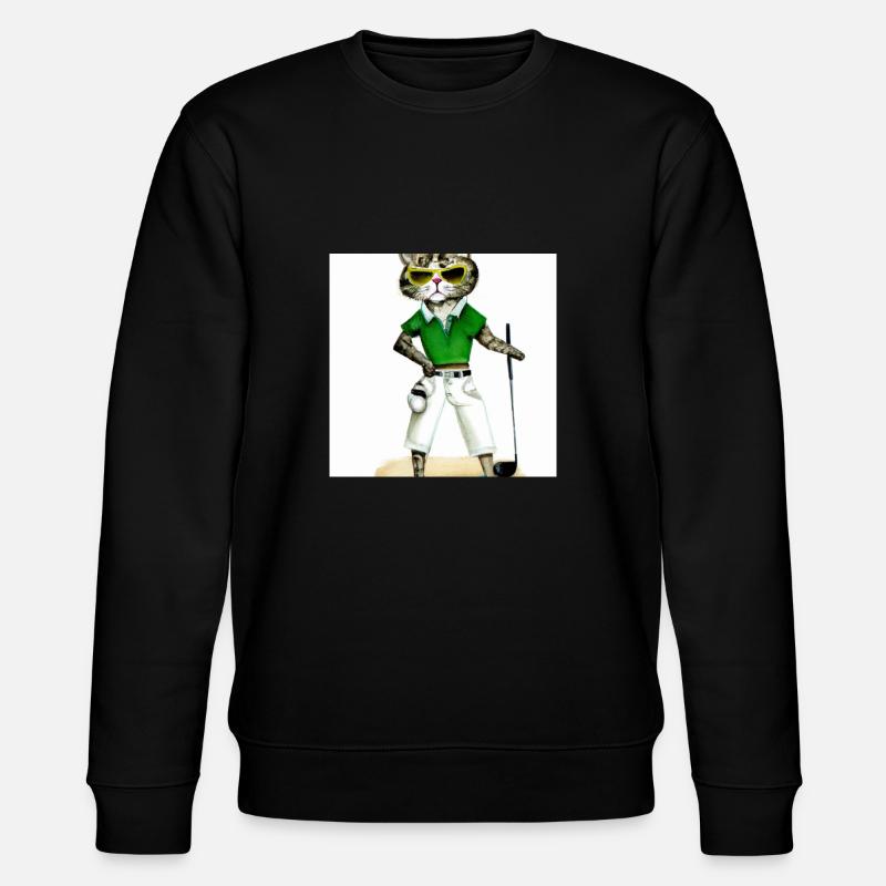 Das golfende Katzenmodel - Stanley/Stella Unisex Bio-Sweatshirt CHANGER  - Schwarz