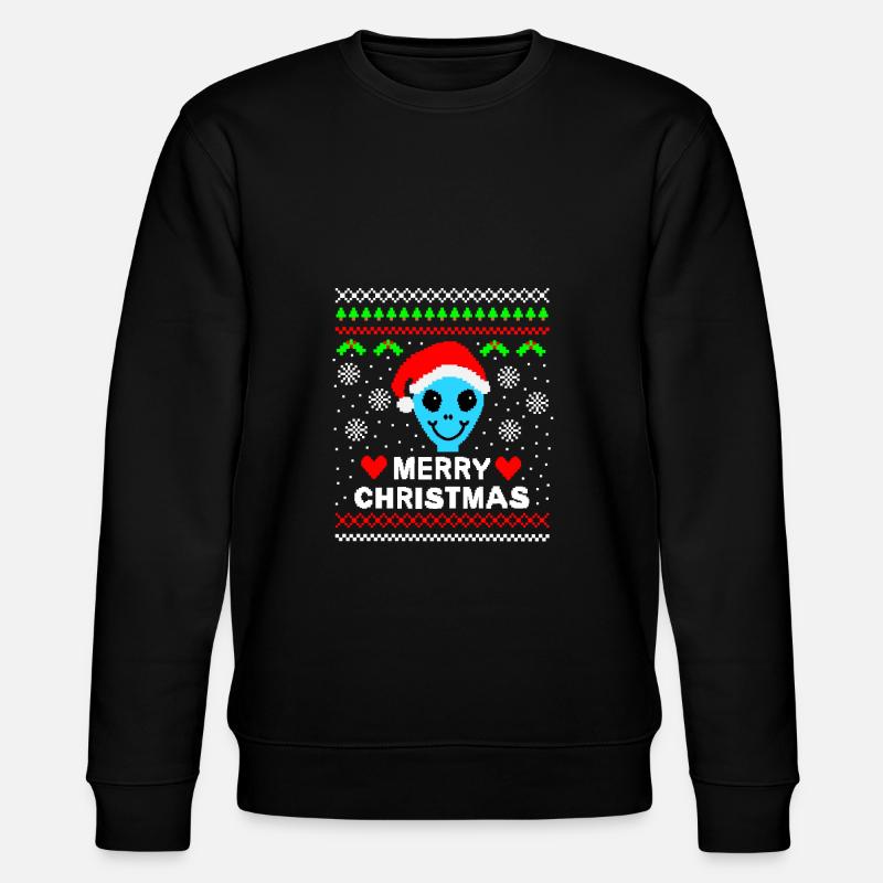 Alien Weihnachtspullover ugly christmas Geschenk - Stanley/Stella Unisex Bio-Sweatshirt CHANGER  - Schwarz