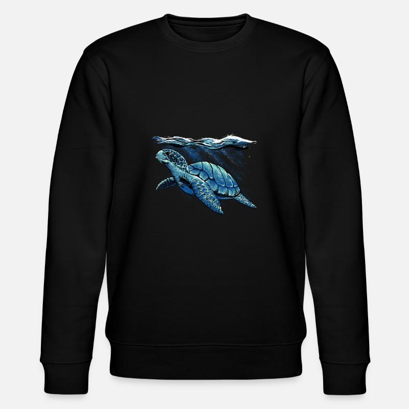 Illustration de tortue de mer - Meeres Schildkröte - Sweat bio CHANGER Stanley/Stella Unisexe - noir