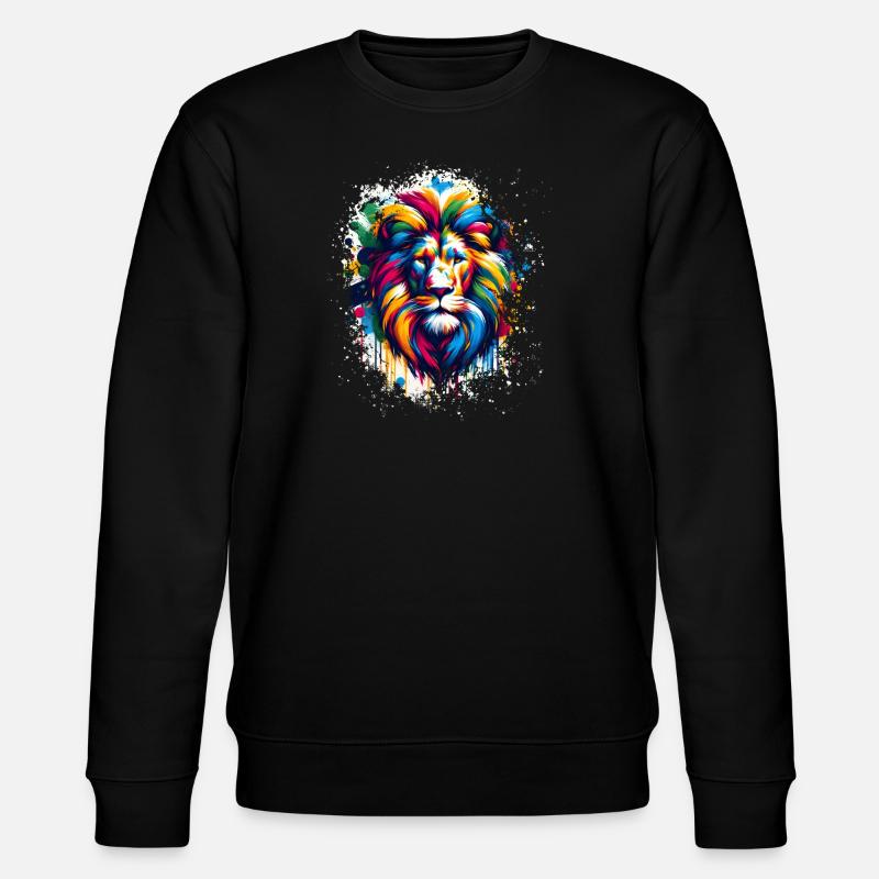 Löwe bunt Kunst - Stanley/Stella Unisex Bio-Sweatshirt CHANGER  - Schwarz