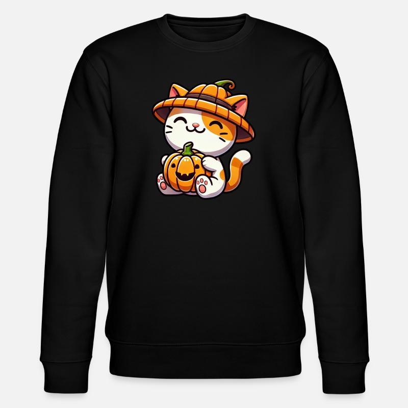 Lunatique Halloween chat citrouille chapeau - Sweat bio CHANGER Stanley/Stella Unisexe - noir