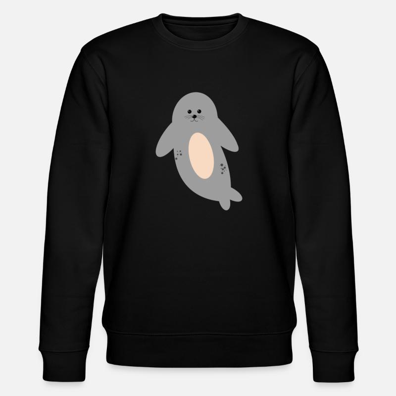 Süße Robbe - Stanley/Stella Unisex Bio-Sweatshirt CHANGER  - Schwarz