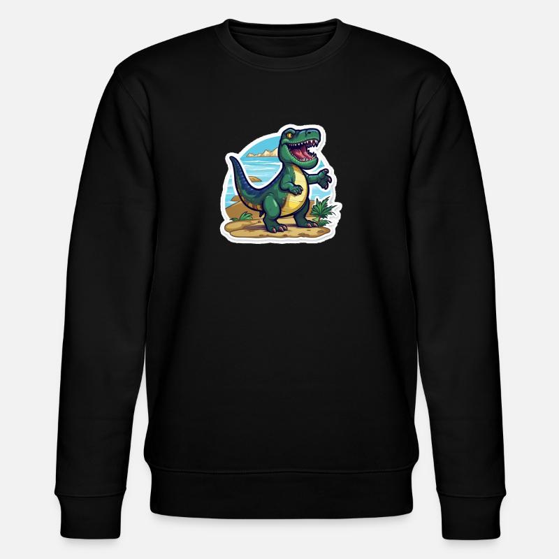 Der Trex Dino ist Unterwegs - Stanley/Stella Unisex Bio-Sweatshirt CHANGER  - Schwarz