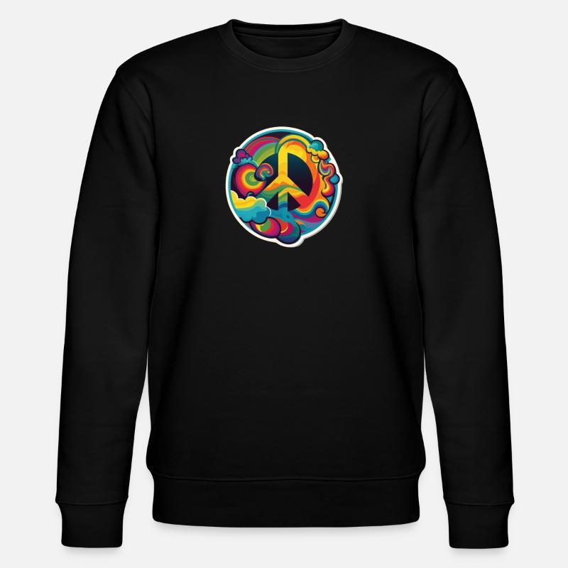 Psychedelisches Peace Zeichen - Stanley/Stella Unisex Bio-Sweatshirt CHANGER  - Schwarz