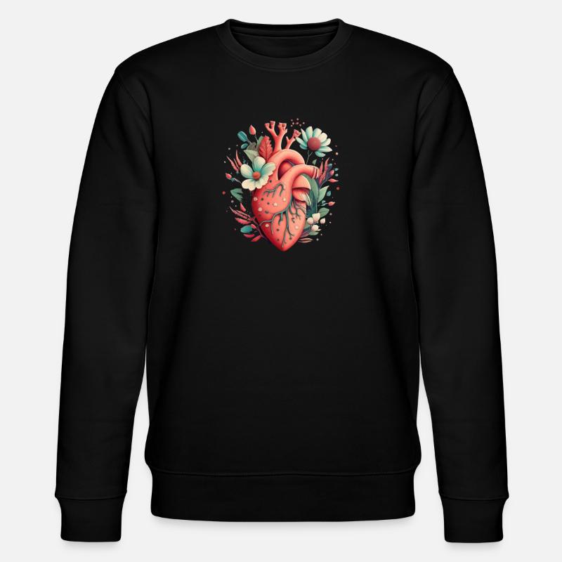 Heart Bloom Botanisch - Stanley/Stella Unisex Bio-Sweatshirt CHANGER  - Schwarz
