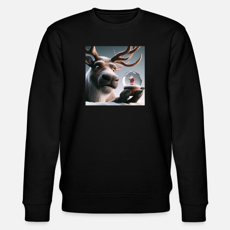 Rentier mit Weihnachtsmann in Schneekugel - Stanley/Stella Unisex Bio-Sweatshirt CHANGER - Schwarz