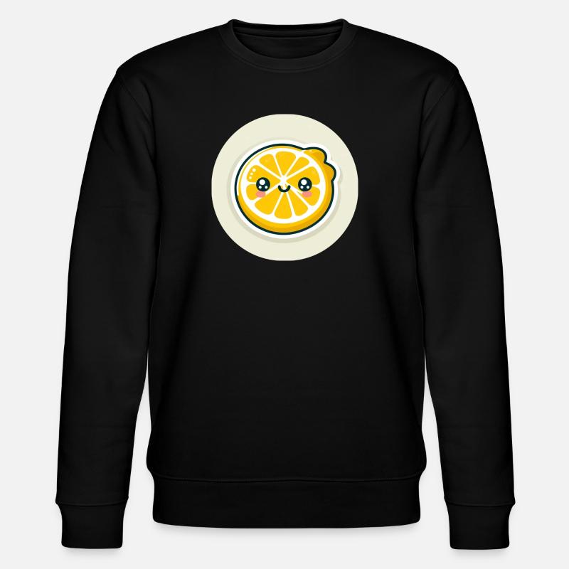 Yellow lemon slice with face - Stanley/Stella CHANGER Unisex Organic Sweatshirt - black