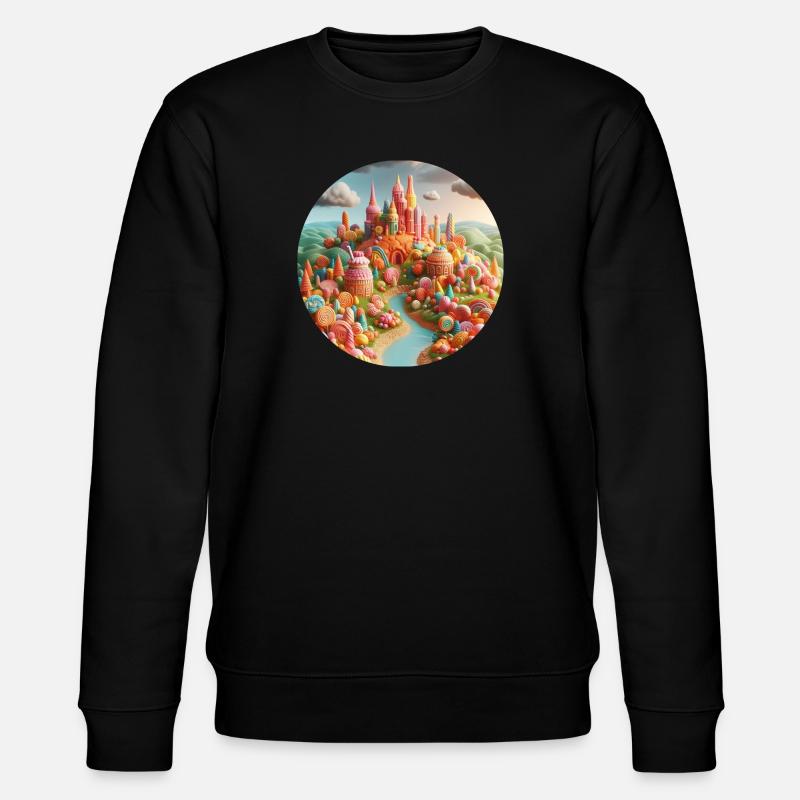 Candy World Landschaft bunt Animation - Stanley/Stella Unisex Bio-Sweatshirt CHANGER  - Schwarz