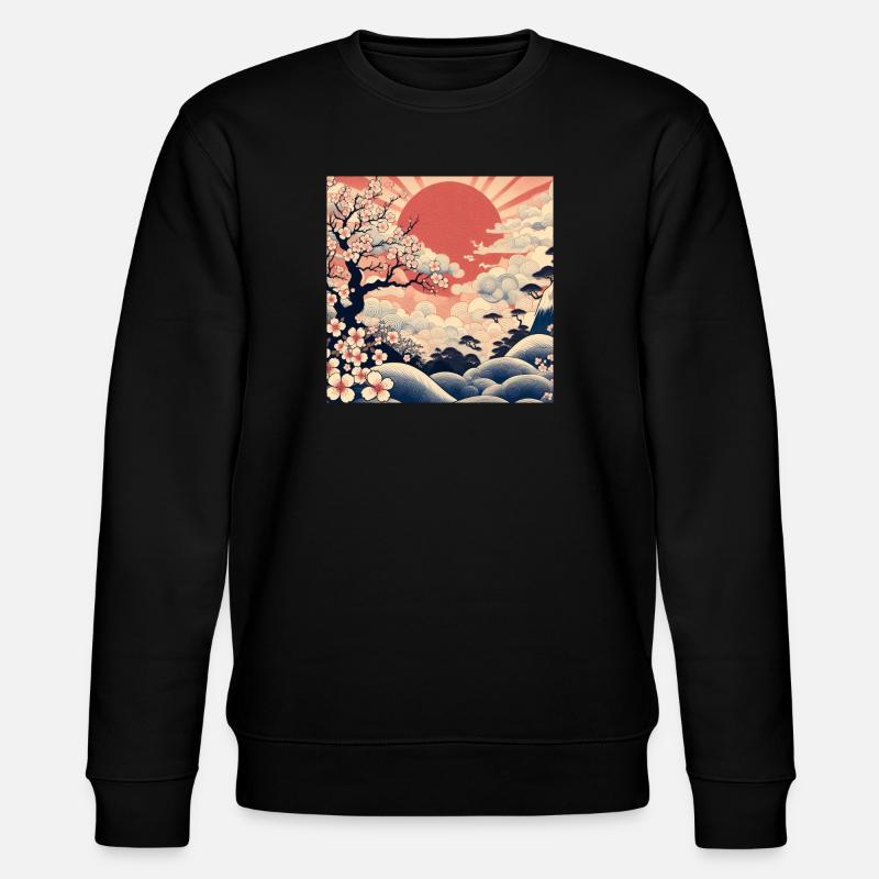 Sonnenaufgang Ukiyo-e-Stil - Stanley/Stella Unisex Bio-Sweatshirt CHANGER  - Schwarz