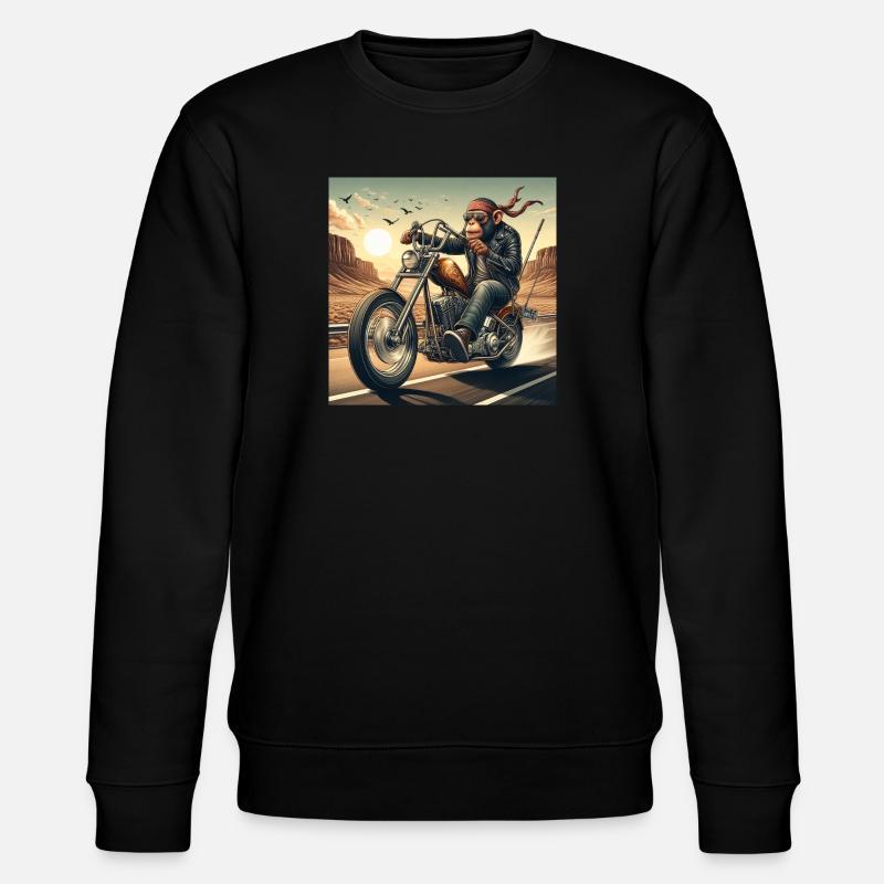 Cooler Affe auf einem Chopper - Stanley/Stella Unisex Bio-Sweatshirt CHANGER  - Schwarz