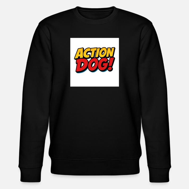Action Hund Comic Stil - Stanley/Stella Unisex Bio-Sweatshirt CHANGER  - Schwarz