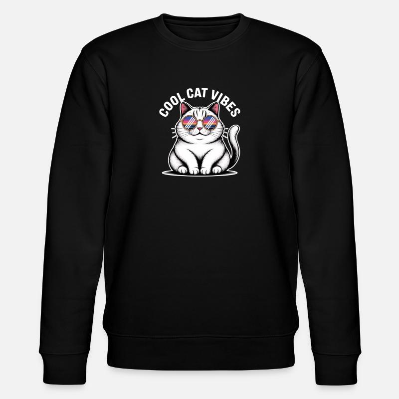 Chat copain avec lunettes Wave - Sweat bio CHANGER Stanley/Stella Unisexe - noir