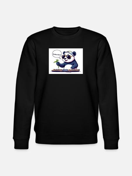 DJ Panda with Goggles and Bamboo Stick - Stanley/Stella CHANGER Unisex Organic Sweatshirt - black