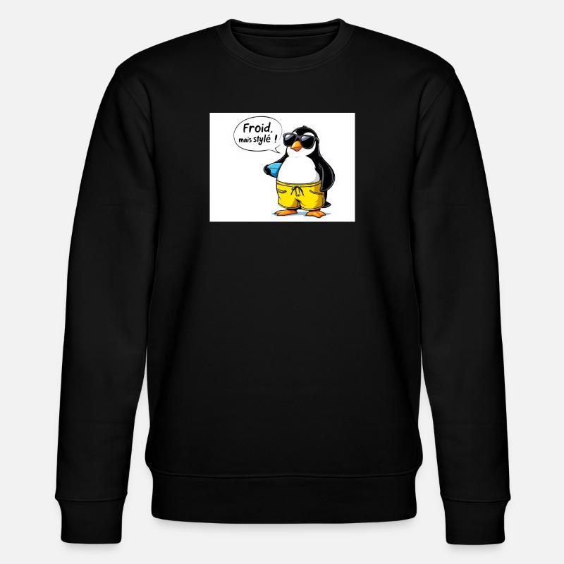 Stylische Pinguin Hülle mit Brille - Stanley/Stella Unisex Bio-Sweatshirt CHANGER  - Schwarz