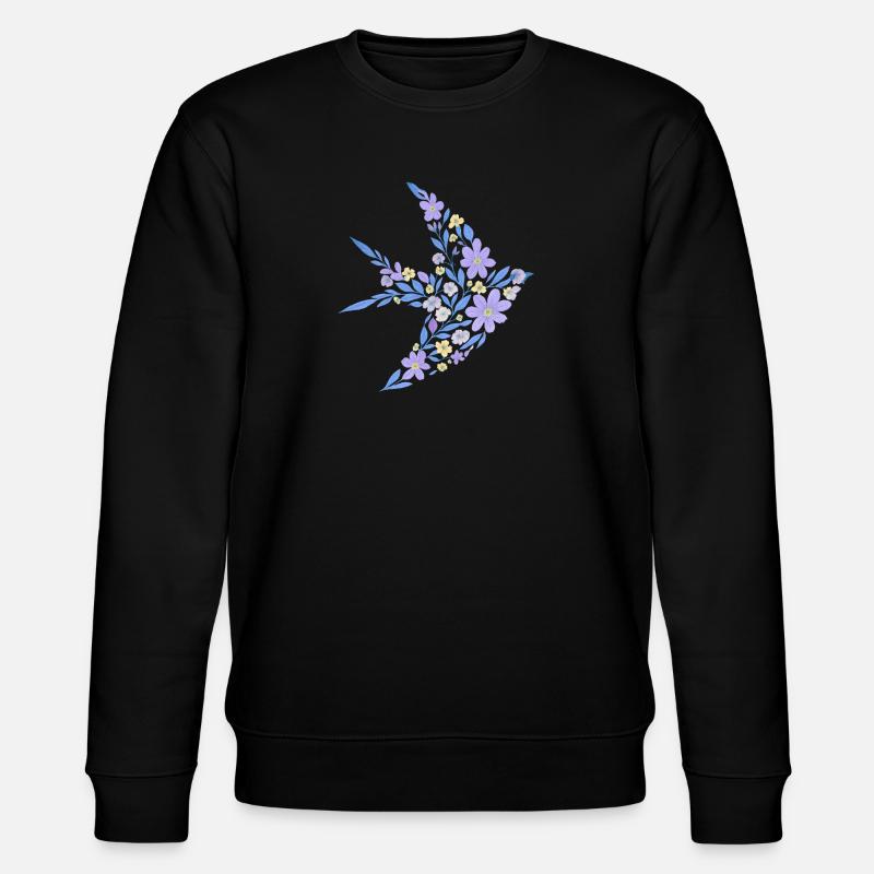 Nordisch Floral - Hellvioletter Vogel - Stanley/Stella Unisex Bio-Sweatshirt CHANGER  - Schwarz