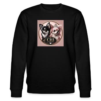 Chihuahua Damen T-Shirt mit Tiara-Design - Stanley/Stella Unisex Bio-Sweatshirt CHANGER  - Schwarz - Vorne - Nik (191cm) & Marisol (170cm)