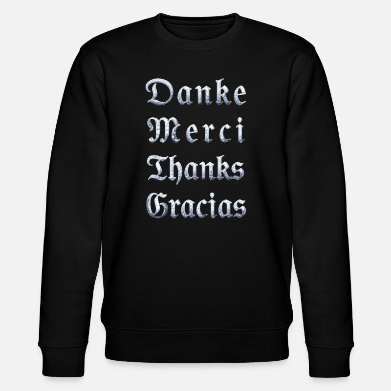 Multilinguale Dankesbotschaft Eiskristall - Stanley/Stella CHANGER Unisex Organic Sweatshirt - black