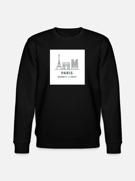 Paris Line Art Silhouette Landmark - Stanley/Stella CHANGER Unisex Organic Sweatshirt - black