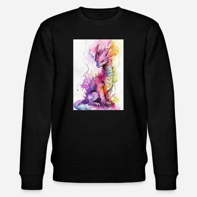 Regenbogen Aquarell Drache - Stanley/Stella Unisex Bio-Sweatshirt CHANGER  - Schwarz