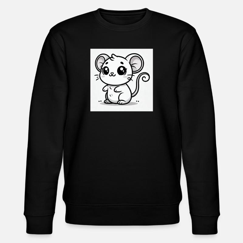 Kawaii-Maus Schwarz-Weiß - Stanley/Stella Unisex Bio-Sweatshirt CHANGER - Schwarz