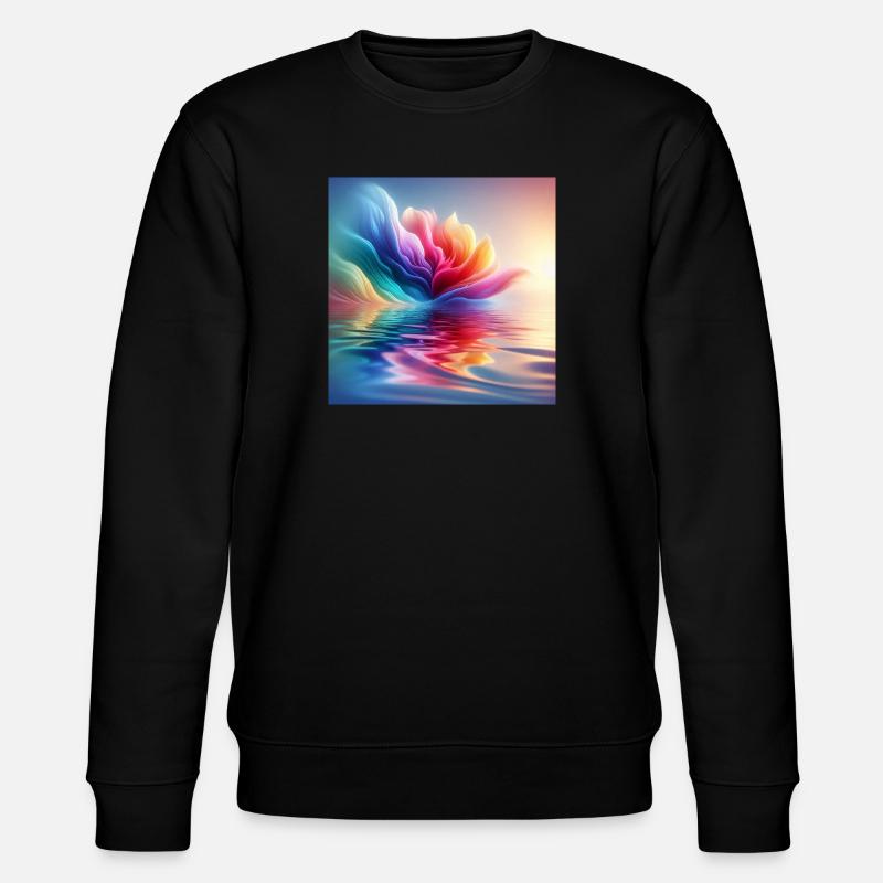 Abstrakte Blumenwellen 1 - Stanley/Stella Unisex Bio-Sweatshirt CHANGER  - Schwarz