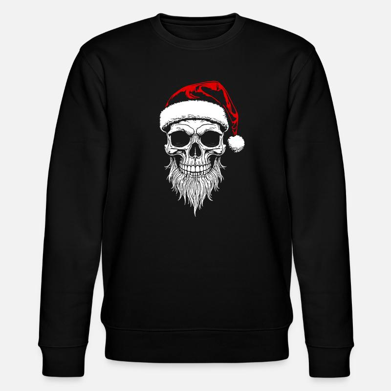 Schädel Santa Weihnachts - Skull - Stanley/Stella Unisex Bio-Sweatshirt CHANGER  - Schwarz