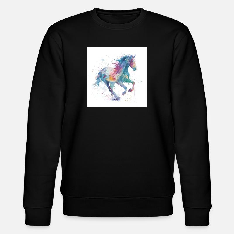 Regenbogengalopp-Aquarellpferd - Stanley/Stella Unisex Bio-Sweatshirt CHANGER  - Schwarz