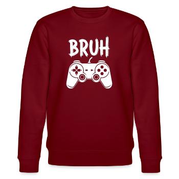 Bruh Controller Design Gaming Gamer - Stanley/Stella Unisex Bio-Sweatshirt CHANGER  - Burgunderrot - Vorne - Nik (191cm) & Marisol (170cm)