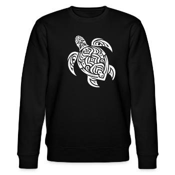 Niedliche Wasserschildkröte Tribal Tattoo Style - Stanley/Stella Unisex Bio-Sweatshirt CHANGER  - Schwarz - Vorne - Nik (191cm) & Marisol (170cm)