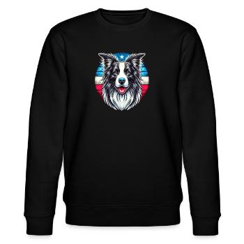 Border Collie - Stanley/Stella CHANGER Unisex Organic Sweatshirt - black - Front - Nik (191cm) & Marisol (170cm)