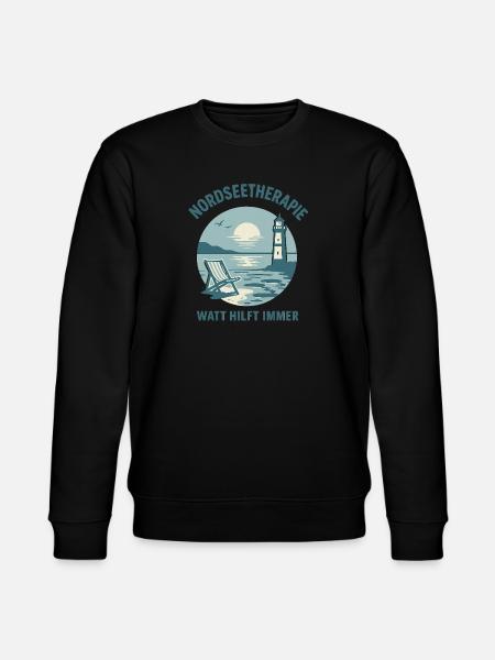 Nordseetherapie - Watt hilft immer - Stanley/Stella Unisex Bio-Sweatshirt CHANGER  - Schwarz