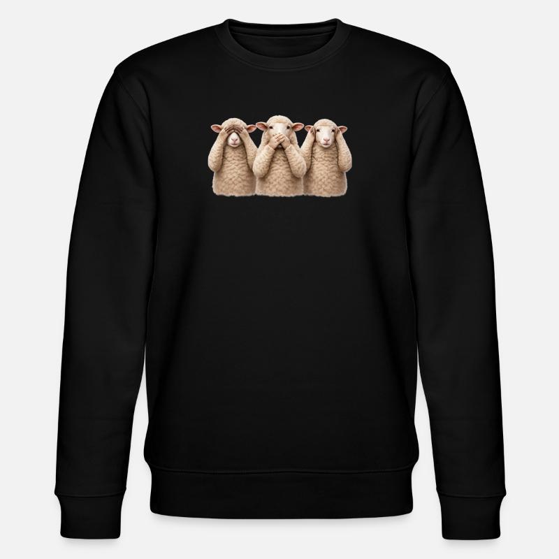 Die drei Schafe - Stanley/Stella Unisex Bio-Sweatshirt CHANGER - Schwarz