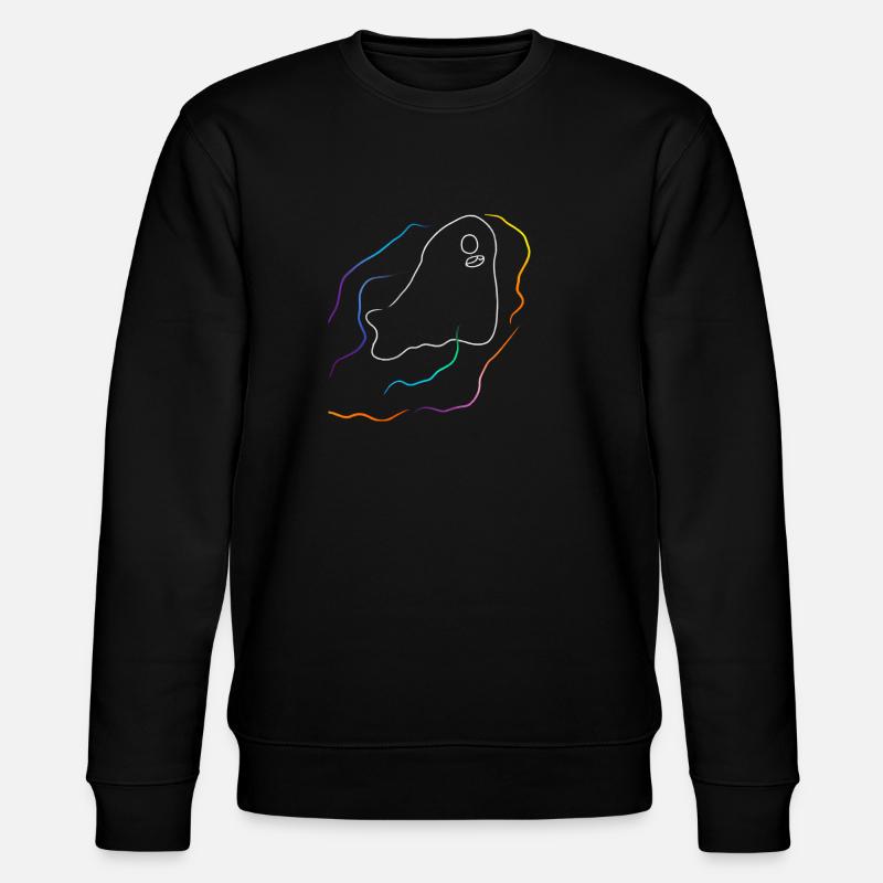 Geist mit Regenbogen Linien - Stanley/Stella Unisex Bio-Sweatshirt CHANGER  - Schwarz