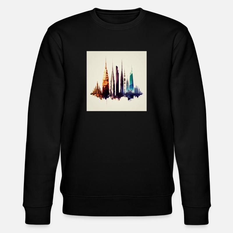 City Eiffel Tower Empire Stat - Stanley/Stella Unisex Bio-Sweatshirt CHANGER  - Schwarz