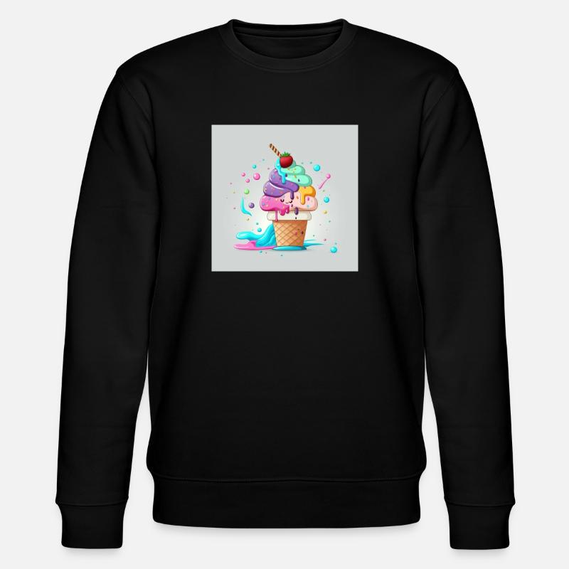 Eistüte im Cartoon-Stil - Stanley/Stella Unisex Bio-Sweatshirt CHANGER  - Schwarz