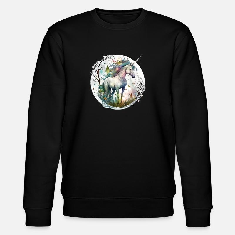 Wildes Einhorn - Stanley/Stella Unisex Bio-Sweatshirt CHANGER  - Schwarz