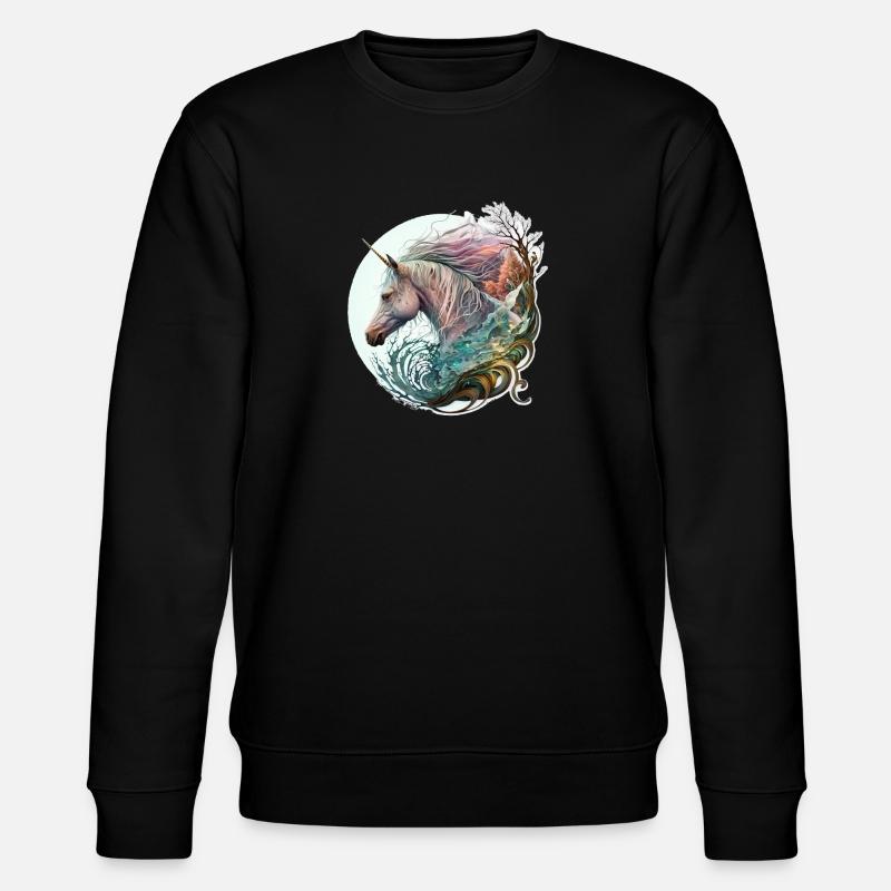 Wanderndes Einhorn - Stanley/Stella Unisex Bio-Sweatshirt CHANGER  - Schwarz