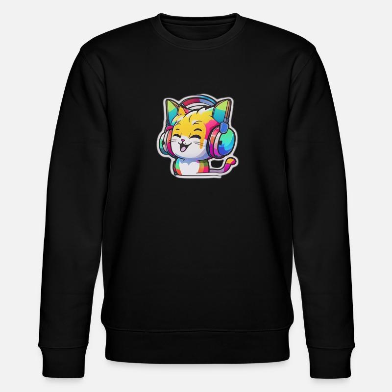 Rainbow Cat - Stanley/Stella Unisex Bio-Sweatshirt CHANGER  - Schwarz
