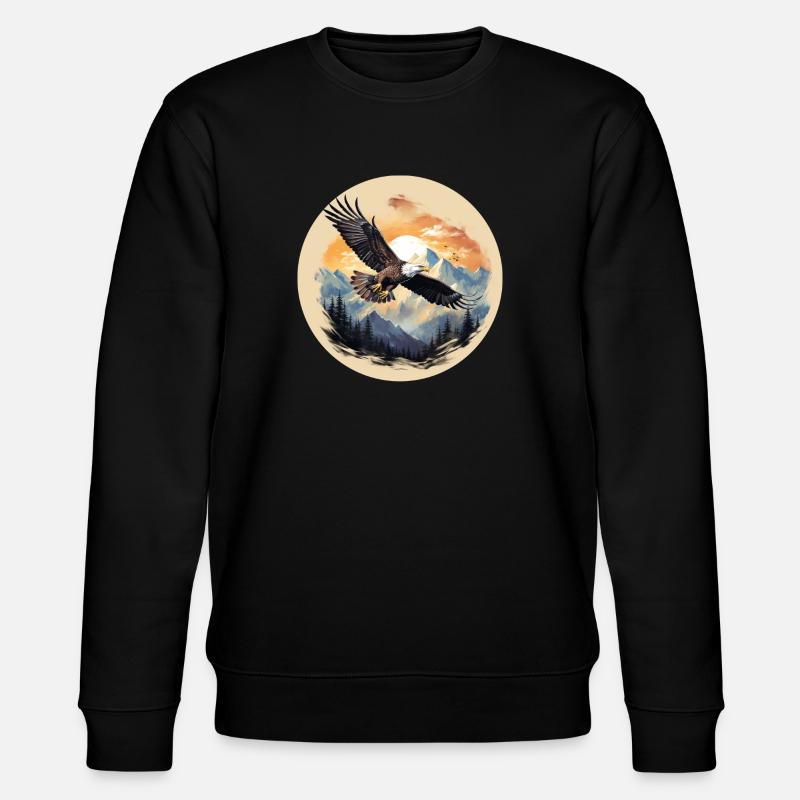 Adlerflug - Adler über Berggipfel - Stanley/Stella Unisex Bio-Sweatshirt CHANGER  - Schwarz