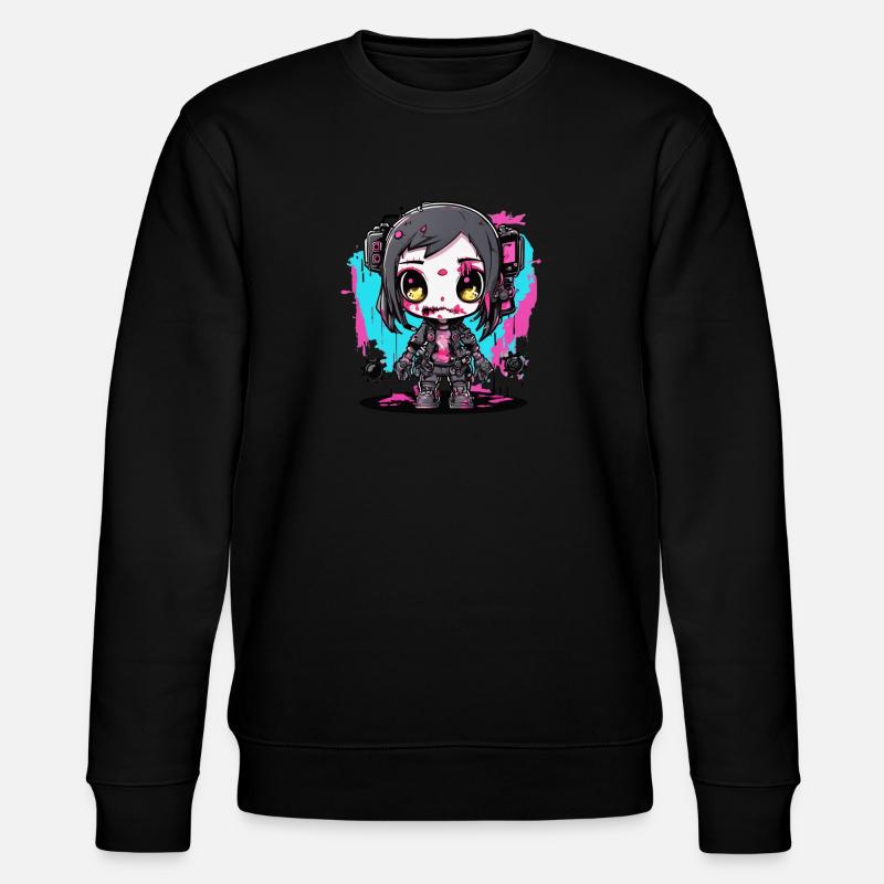 Futuristisches Zombie-Mädchen - Stanley/Stella Unisex Bio-Sweatshirt CHANGER  - Schwarz
