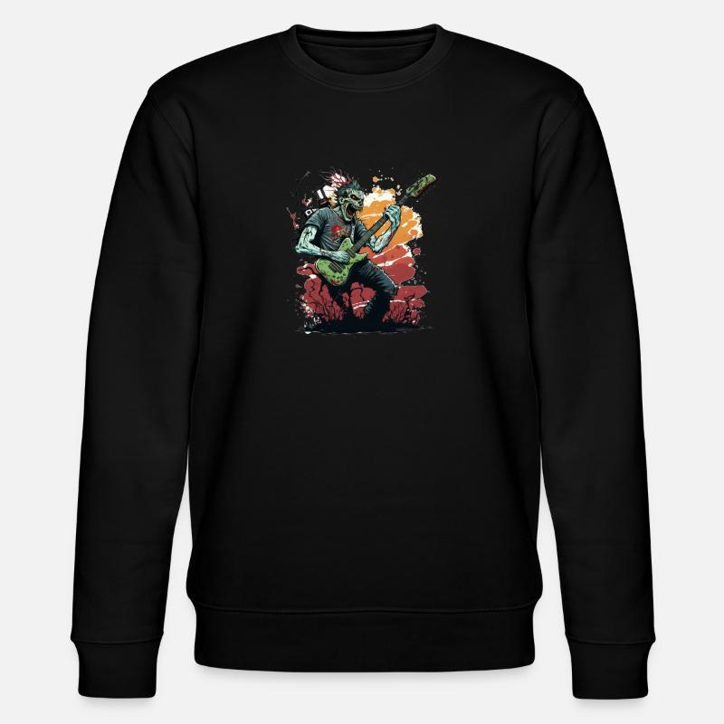 Zombie mit Rockgitarre - Stanley/Stella Unisex Bio-Sweatshirt CHANGER  - Schwarz