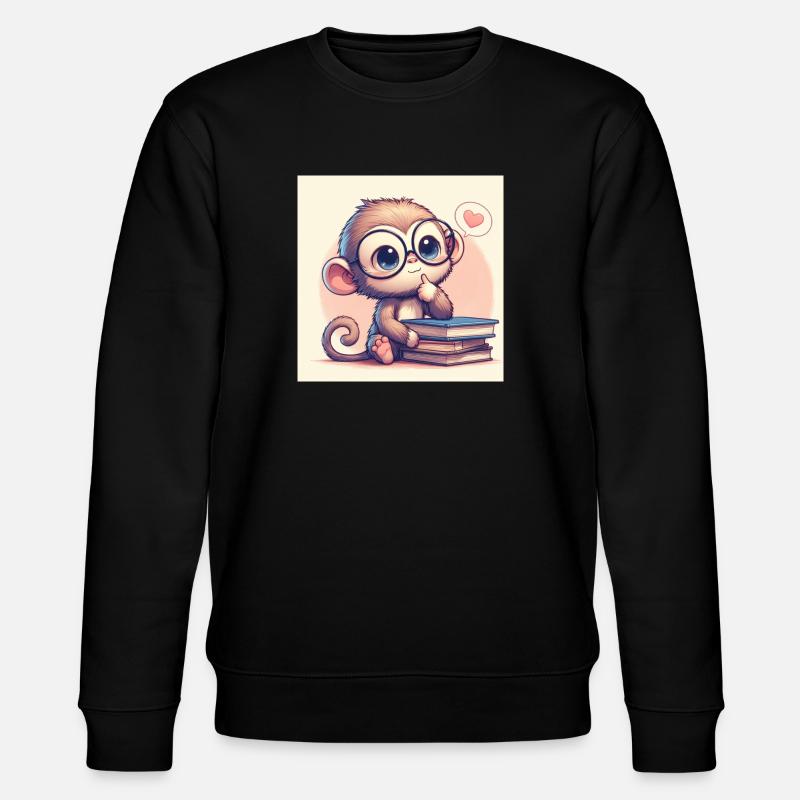 Affe nachdenklich - Stanley/Stella Unisex Bio-Sweatshirt CHANGER  - Schwarz