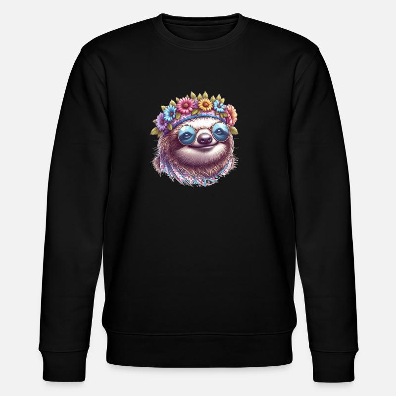 Faultier Hippie - Stanley/Stella Unisex Bio-Sweatshirt CHANGER  - Schwarz
