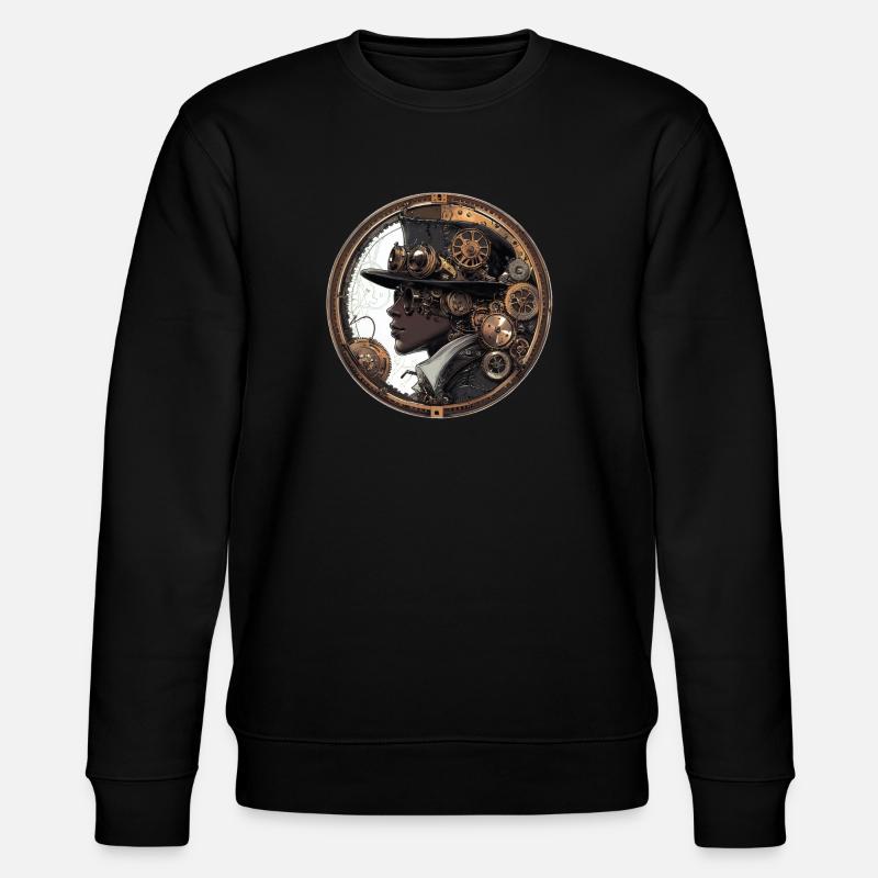 Steampunk-Ästhetik: Zahnräder und Visionen - Stanley/Stella Unisex Bio-Sweatshirt CHANGER - Schwarz