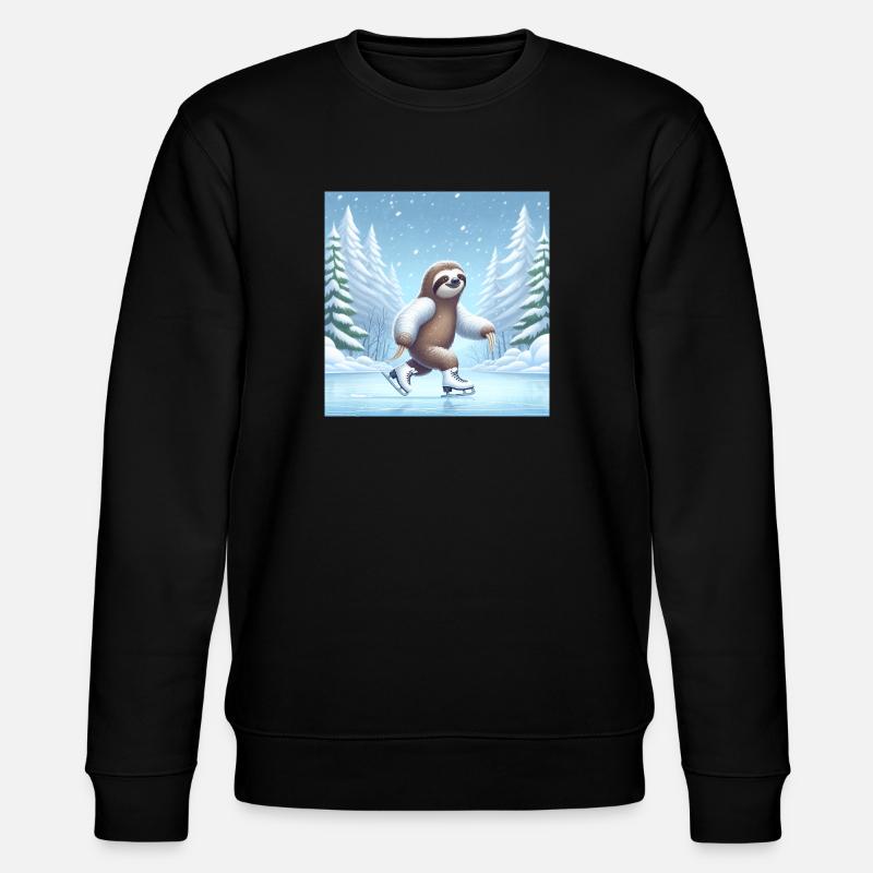 Sloth Wanderer Eislaufen - Stanley/Stella Unisex Bio-Sweatshirt CHANGER  - Schwarz